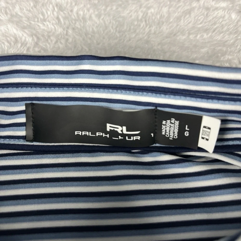 Ralph Lauren RLX Performance Golf Polo Shirt Men Size Large Blue‎ Striped Preppy